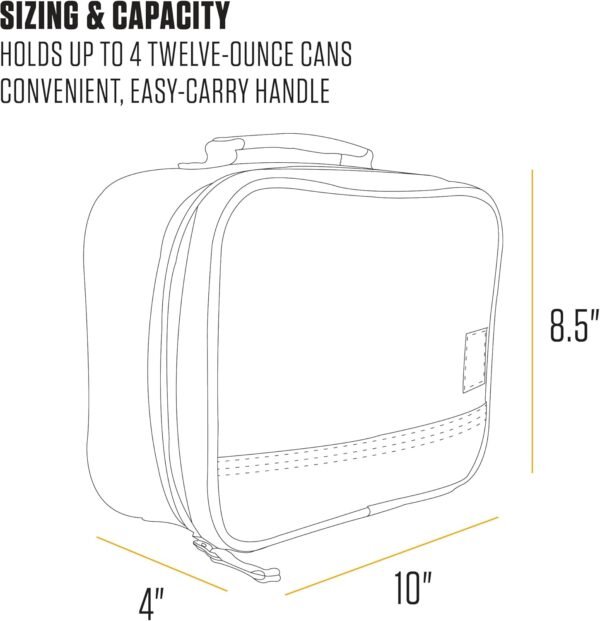 Carhartt Insulated 4-Can Lunch Cooler for Men and Women, Fully Insulated and Water Resistant, Essential Lunch Cooler (Black)