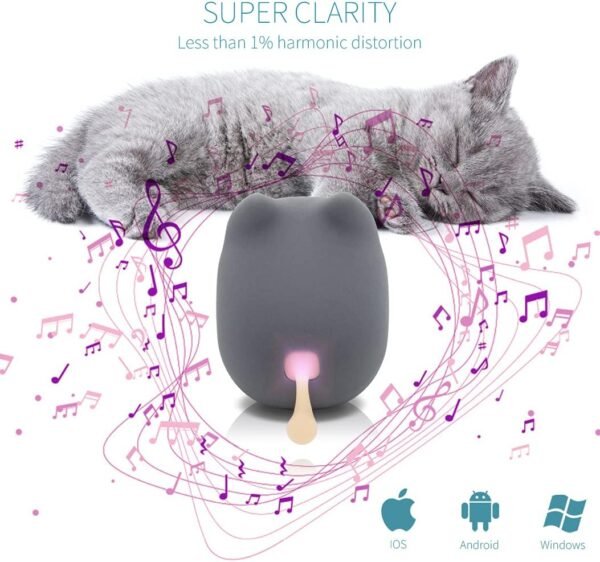gingo Portable Bluetooth Speaker, Mini Wireless Speakers with Clarity Stereo, Super Bass,TWS Pairing,Built-in Mic,40H Playtime,BT5.3,Powerful Rich Room-Filling Sound, Cute Pet Speaker (Grey)