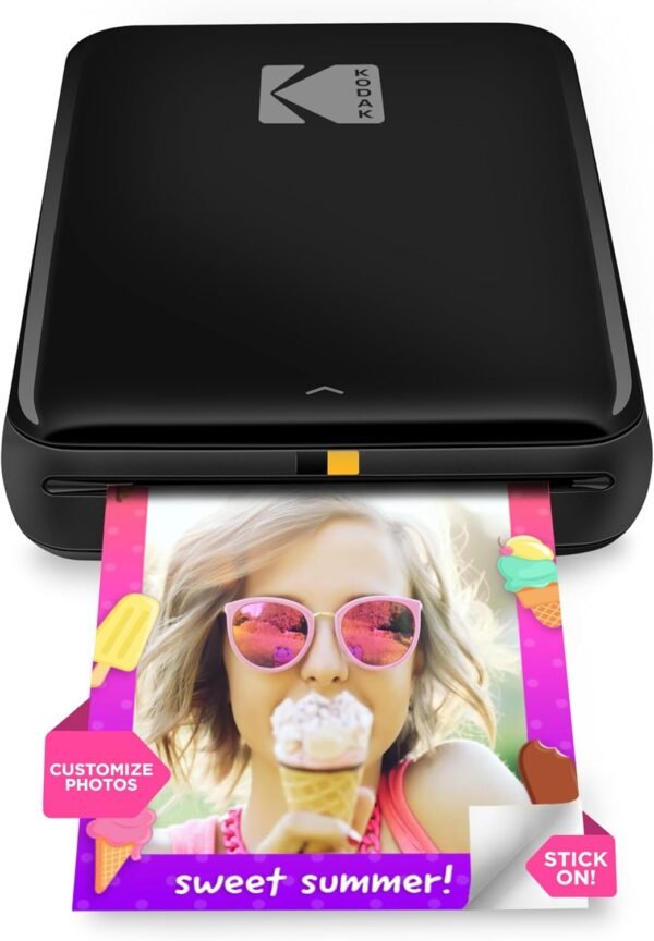 KODAK Step Instant Smartphone Photo Printer - 75 Sheets Bundle - Portable Mini Color Wireless Mobile Printer - Zink 2x3” Sticky-Back Photos - Bluetooth Compatible with Smart Devices - Fun App -Black