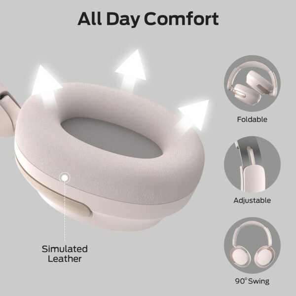 Monster Persona 3rd ANC Wireless Headphones with Bluetooth 5.4, Noise Cancelling Headphones with Clear Talk, Foldable Lightweight Over Ear Headphone, 70H Playtime, Dual Device Pairing, White