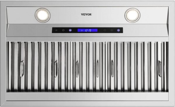 VEVOR Insert Range Hood, 900CFM 4-Speed, 30 Inch Stainless Steel Built-in Kitchen Vent with Touch & Remote Control LED Lights Baffle Filters, Ducted/Ductless Convertible, ETL Listed…