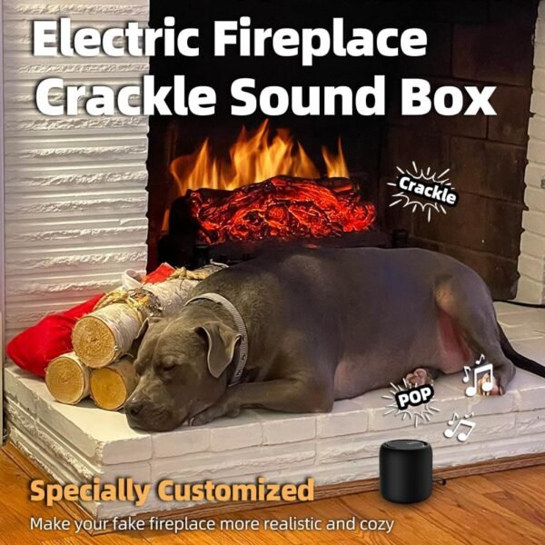 Fireplace Crackler Sound Box for Electric Fireplace with Remote Control, 2 in 1 Realistic Rechargeable Fire Crackling Sound Machine for Gas Fireplace, Fire Crackler Sound System, Fire Noise