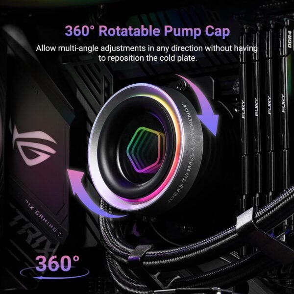 ID-COOLING FX360 INF 360mm Liquid CPU Cooler, AIO Cooler with ARGB Infinity Mirror Effect, 3x120mm Daisy-Chained Fans Low-Noise Operating 27.2dB(A) Max., Intel LGA1851/1700/1200/115X & AMD AM5/AM4