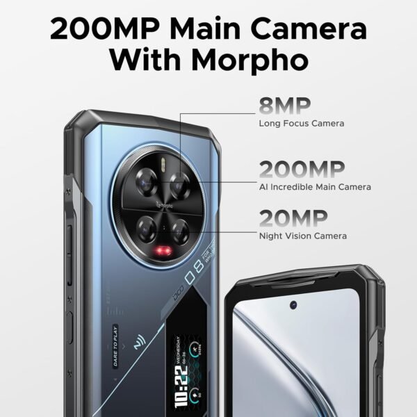 DOOGEE V40 Pro Rugged Phone 5G - 36GB RAM+512GB ROM Android 14 Rugged Smartphone, 6.78" FHD+120Hz Screen, 4nm D7300 CPU, Waterproof Phone with 1.47" Rear Screen, 200MP AI Camera, 8680mAh+33W, Blue