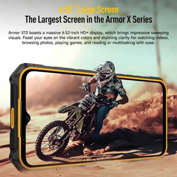 Ulefone Armor X13 12GB+64GB Rugged Smartphone Unlocked, MTK Helio G36 Android 14 Cell Phone, 50MP+24MP Night Vision Camera, 6.52" HD+, 6300mAh, Dual SIM 4G Rugged Phone, NFC/OTG/GPS/FM, Orange
