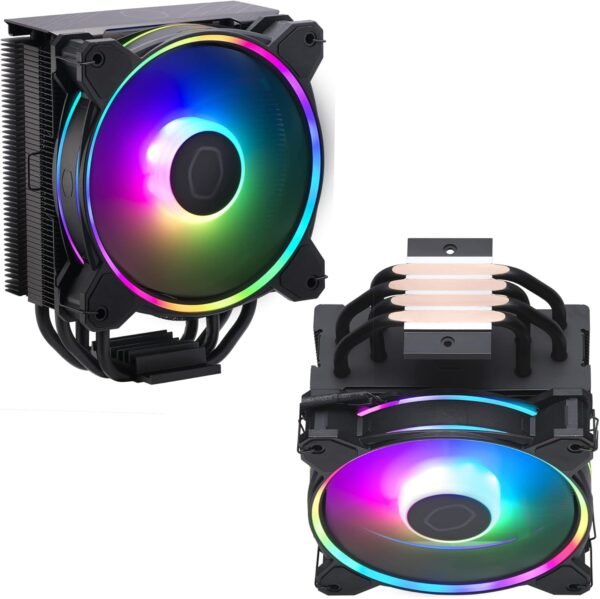 Cooler Master Hyper 212 Halo Black CPU Air Cooler, 120 Halo² PWM Fan, Dual Loop ARGB, Aluminum Top Cover, 4 Copper Heat Pipes, 154mm Tall, AMD Ryzen AM5|AM4, Intel LGA 1851|1700|1200 Brackets
