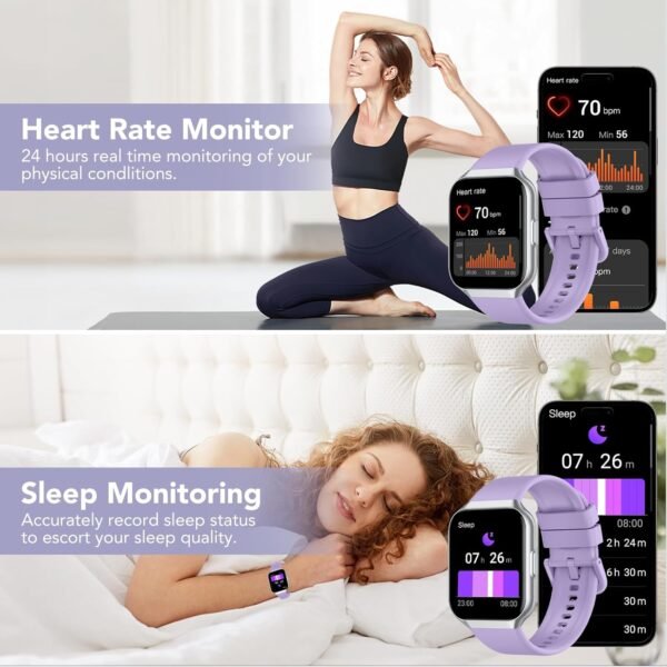 Smart Watch for Men Women (Answer/Make Call), 1.96" Smartwatch Fitness Activity Tracker, 110+ Sports IP68 Waterproof, Heart Rate/Sleep Monitor/Pedometer/Calories, Fitness Watch for Android/iOS Purple