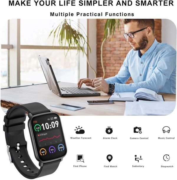 Smart Watches for Men, 1.65" Fitness Watch with 24/7 Heart Rate/Blood Pressure/Sleep Tracker, Activity & Fitness Tracker with Calories/Step Counter, Waterproof Smart Watch for Android iPhone
