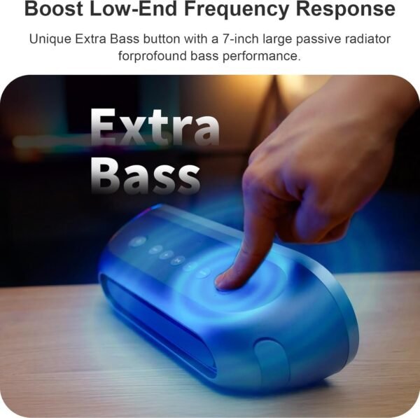 DOSS SoundBox Pro+ P400 Bluetooth Speaker, 50W Stereo Sound with Extra Bass, 26H Playtime, Cool Phantom Mirror Lights, IPX5 Waterproof for Outdoor, Home, Party, and Electronic Gadgets-Blue
