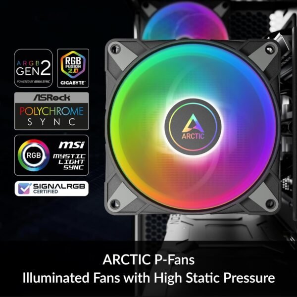 ARCTIC Freezer 36 A-RGB - Single-Tower CPU Cooler with Push-Pull, Two Pressure-optimised 120 mm P Fans and ARGB Lighting, Fluid Dynamic Bearing, 200–2000 RPM, 4 Heatpipes, incl. MX-6 Thermal Compound