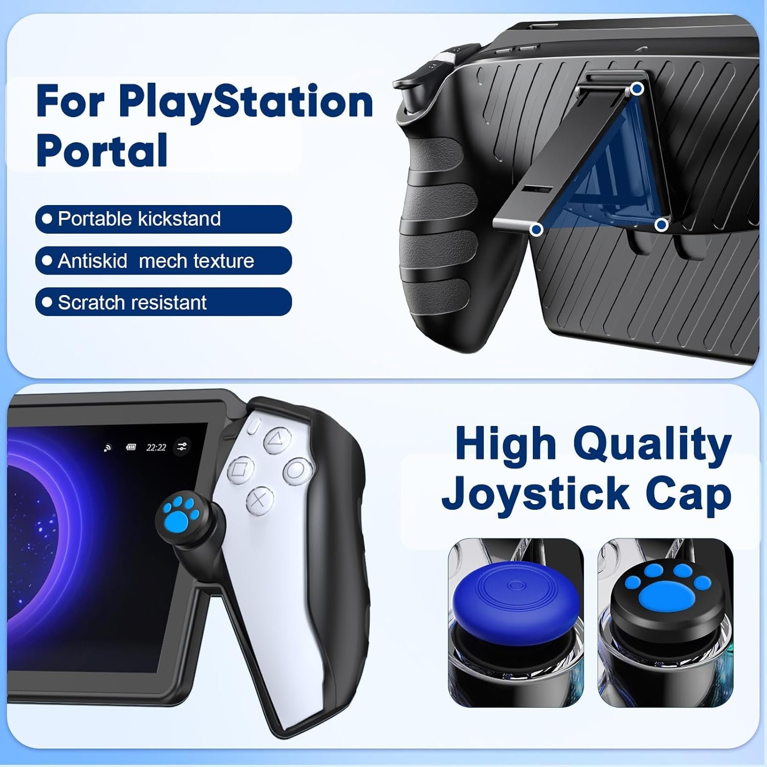 Accessories Kit for Playstation Portal, Carrying Case for PS Portal, Charging Dock Station for Playstation Portal, Protective Skin for PS5 Portal, 2 HD Screen Protector with 4 Thumb Grip,Wired Headset