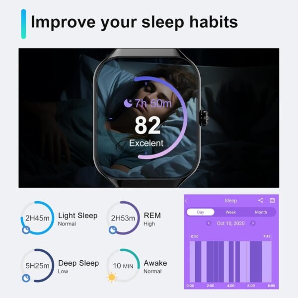Smart Watch for Men Women Answer/Make Calls, 1.96" HD Fitness Watch with 113+ Sports, Heart Rate Monitor Sleep Monitor Activity Trackers with Step Counter, IP68 Waterproof, Smartwatch for Android/iOS