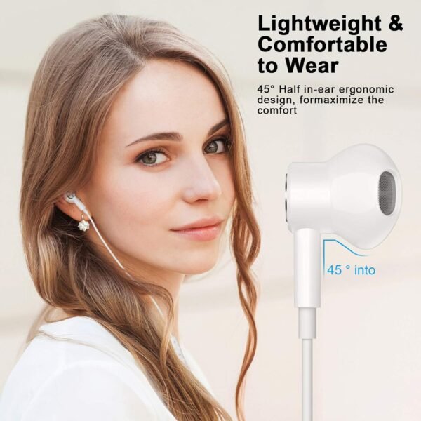 USB C Headphones Type C Earphones Wired for Samsung Galaxy S20 S21 S22 S23 S24 FE S25 Ultra Apple iPhone 15 16 Pro Max 16e iPad Magnetic Earbuds Microphone for Google Pixel 9 8 7 Oneplus Android White