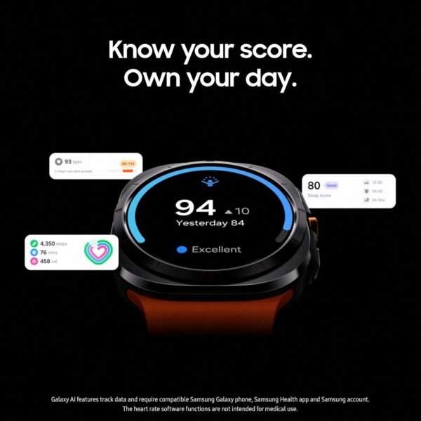 Samsung Galaxy Watch Ultra 47mm LTE AI Smartwatch w/Energy Score, Wellness Tips, Heart Rate Tracking, Sleep Monitor, Fitness Tracker, GPS, 2024,Titanium Gray [US Version, 1Yr Manufacturer Warranty]