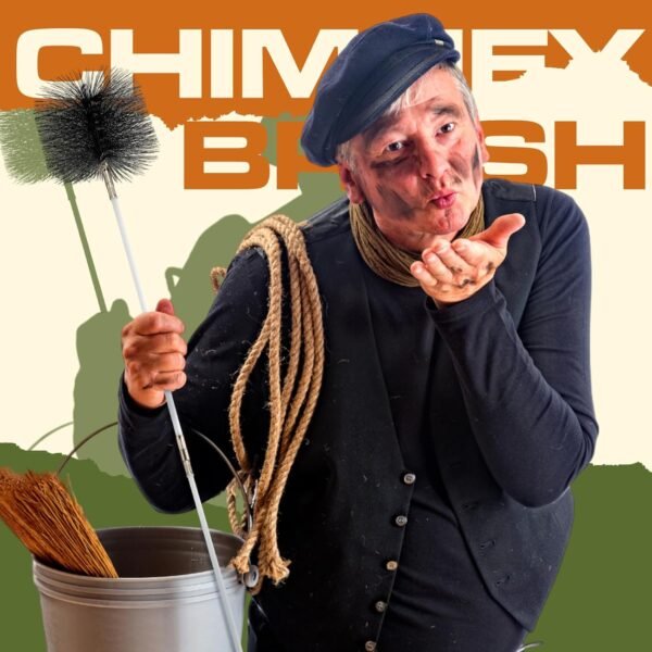Wire Chimney Cleaning Brush with 1/4" NPT Fitting and 12 Rods, 6 Inch Round Steel Chimney Cleaning Brush and 16 Inch Fiberglass Chimney Rods for Cleaning Chimney Hearth Fireplace