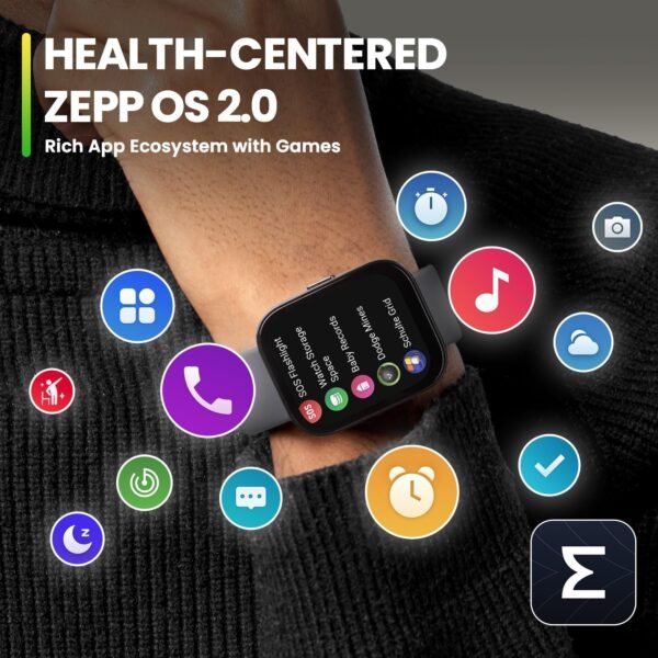 Amazfit Bip 5 Smart Watch 46mm, GPS, Amazon Alexa Built-in, Bluetooth Calling, 10-Day Battery, Heart-Rate & VO2 Max, Sleep Health Monitoring, AI Fitness Tracker App, for Android & iPhone, Black