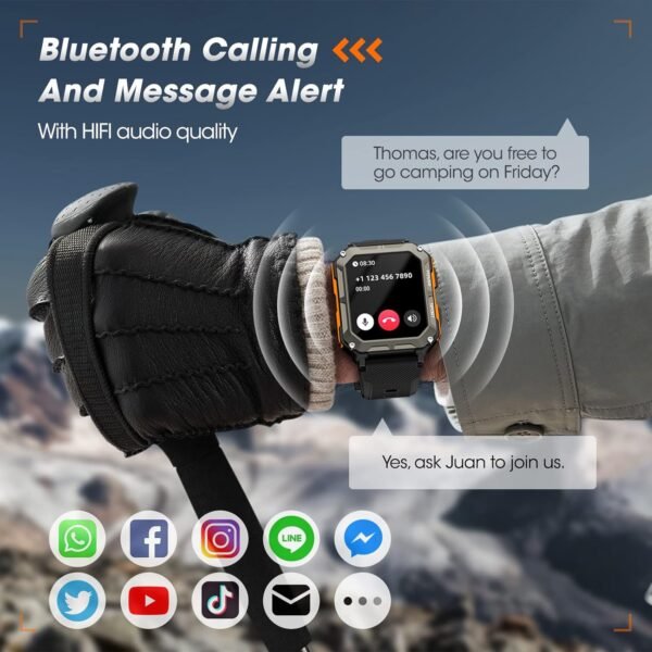 Military Smart Watch for Men with Blood Pressure (Answer/Make Call), Rugged Tactical Smartwatch for Android and iPhone, 10 ATM Waterproof Outdoor Sports Fitness Tracker with Heart Rate, Sleep Monitor