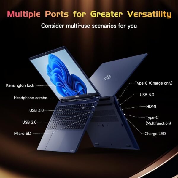 15.6-FHD-Laptop Student-Laptop, 16GB RAM 1TB SSD, Intel Pentium Quad-Core N100 Processor (Up to 3.4GHz) Backlit Keyboard Fingerprint WiFi 6 BT5.2 Business-Laptop, 2 Years Warranty Windows 11 Laptop