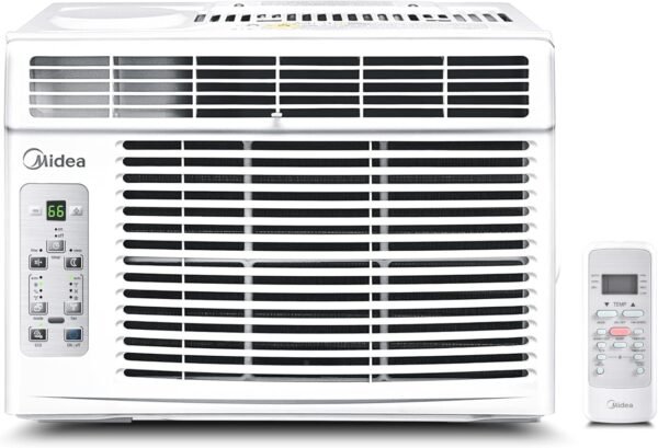 Midea MAW06R1CWT EasyCool 6,000 BTU Window Air Conditioner, Fan-Cools, Circulates and Dehumidifies up to 250 Sq Ft, Reusable Filter, LCD Remote Control, White