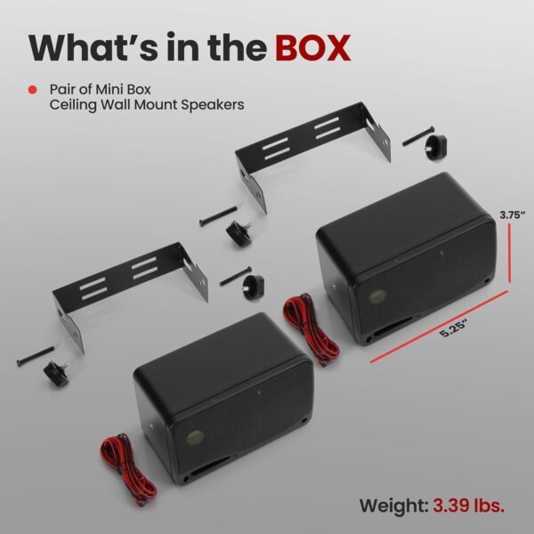 Pyramid 3-Way Indoor Outdoor Speaker System - 3.5 Inch 200W Pair of Mini Box Ceiling Wall Mount Speakers w/1" Tweeter, 3.25" Woofer, 1.75” Midrange - Home Theater Entertainment, PA System - 2022SX