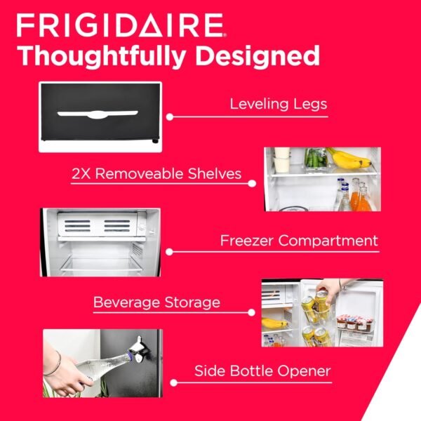 FRIGIDAIRE EFR376-BLACK 3.1 Cu Ft Black Retro Bar Fridge with Side Bottle Opener
