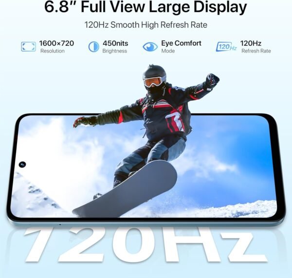 UMIDIGI Note 100A Cell Phone, 6.8" HD+ 120Hz Display Phones, Android 14 Unlocked Smartphone, 8(4+4)+256GB/1TB TF, 5000mAh Battery Andriod Phone, AI Face & Fingerprint Unlock, 4G Dual SIM, GPS,OTG