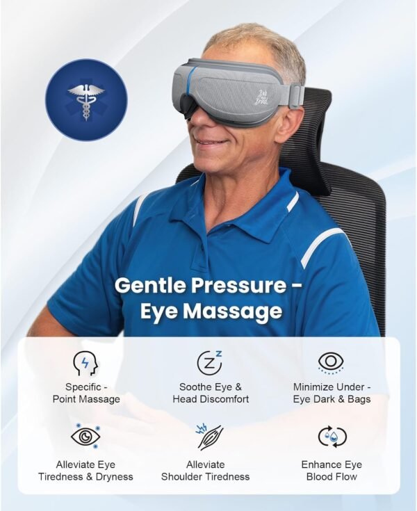 BOB AND BRAD Eye Massager with Heat and Cooling, EyeOasis 2 Eye Mask for Migraines FSA HSA Eligible, Heated Eye Care Device for Eye Strain Relief Improve Sleep, Ideal Gifts for Women Men Mom Dad