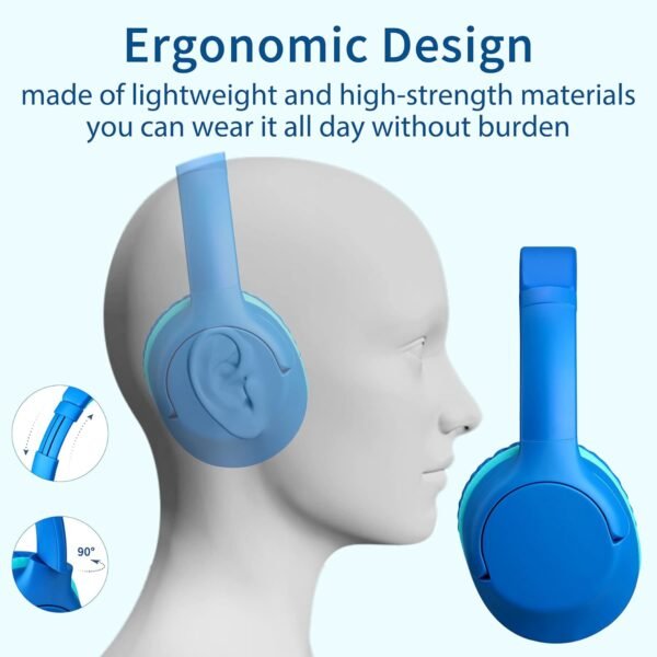 P20 Kids Headphones for School, Kids/Teens/Boys/Girls with Safe 94dB Volume Limited, 3.5mm Jack Wired Cord Over-Ear for Fire Tablets/Travel/PC/Phones(Blue)