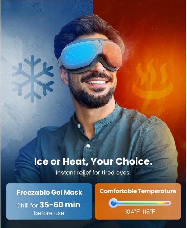 BOB AND BRAD Eye Massager with Heat and Cooling, EyeOasis 2 Eye Mask for Migraines FSA HSA Eligible, Heated Eye Care Device for Eye Strain Relief Improve Sleep, Ideal Gifts for Women Men Mom Dad