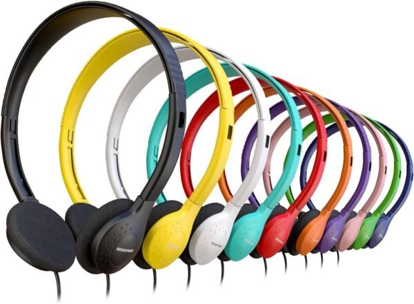 10 Pack Bulk Headphones, Wired Headphones for Kids, Teens, Adults, Affordable On-Ear with 3.5mm Plug, Perfect for Schools, Classrooms, Libraries, Museums, Multipack for Wholesale, Multi Color