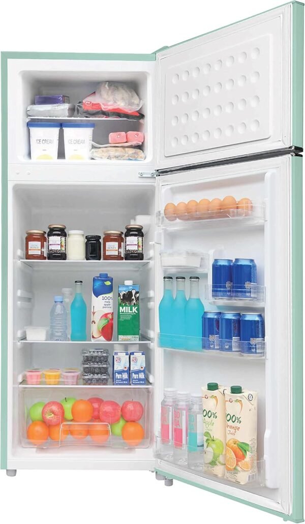 Frigidaire EFR753 Retro Apartment Size Refrigerator with Top Freezer - 2 Door Fridge with 7.5 Cu Ft of Storage Capacity, Adjustable Spill-Proof Shelves, Door & Crisper Bins, Mint