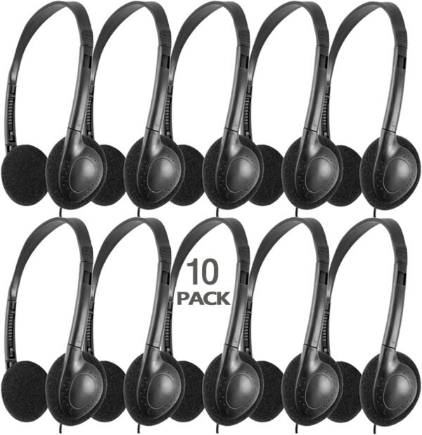 CN-Outlet 10 Packs School Headphones Bulk for Classroom Students Kids Children Toddler Boys Girls Teens and Adult (10 Black)