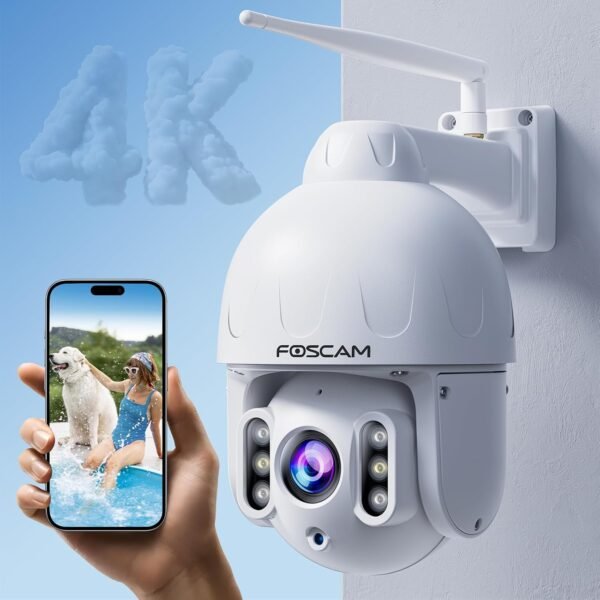 FOSCAM 4K/8MP Security Cameras Wireless Outdoor, 5GHz&2.4GHz WiFi Surveillance Camera with Auto Tracking, 4X Optical Zoom,AI Human/Vehicle Detection,165FT Color Night Vision,2-Way Audio,360° PT,IP66