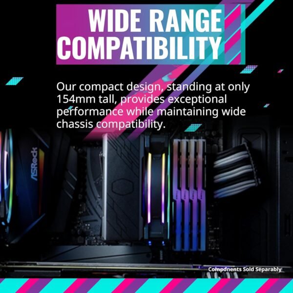 Cooler Master Hyper 212 Halo Black CPU Air Cooler, 120 Halo² PWM Fan, Dual Loop ARGB, Aluminum Top Cover, 4 Copper Heat Pipes, 154mm Tall, AMD Ryzen AM5|AM4, Intel LGA 1851|1700|1200 Brackets
