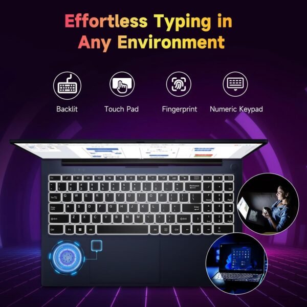 15.6" IPS FHD-Laptop, 32GB RAM 1TB SSD AMD Ryzen 5(Beat i3 1215U 4 Cores Up to 3.7GHz) Student Laptops, Business Computer with Backlit Keyboard Fingerprint 2 Years Warranty Wi-Fi 5 BT5.2 Numpad