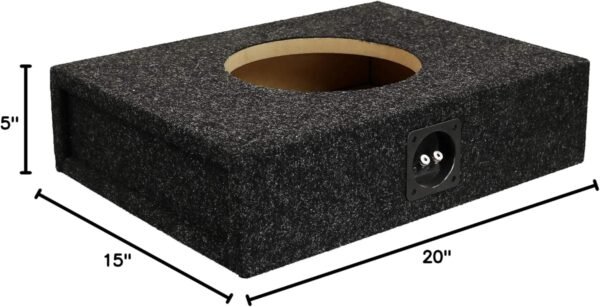 Bbox 10" Single Sealed / Shallow Mount Subwoofer Enclosure Boxes & Enclosures - Pro Audio Tune - Premium Subwoofer Box Improves Audio Quality, Sound & Bass - Nickel Finish Terminals