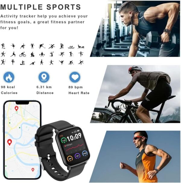Smart Watches for Men, 1.65" Fitness Watch with 24/7 Heart Rate/Blood Pressure/Sleep Tracker, Activity & Fitness Tracker with Calories/Step Counter, Waterproof Smart Watch for Android iPhone