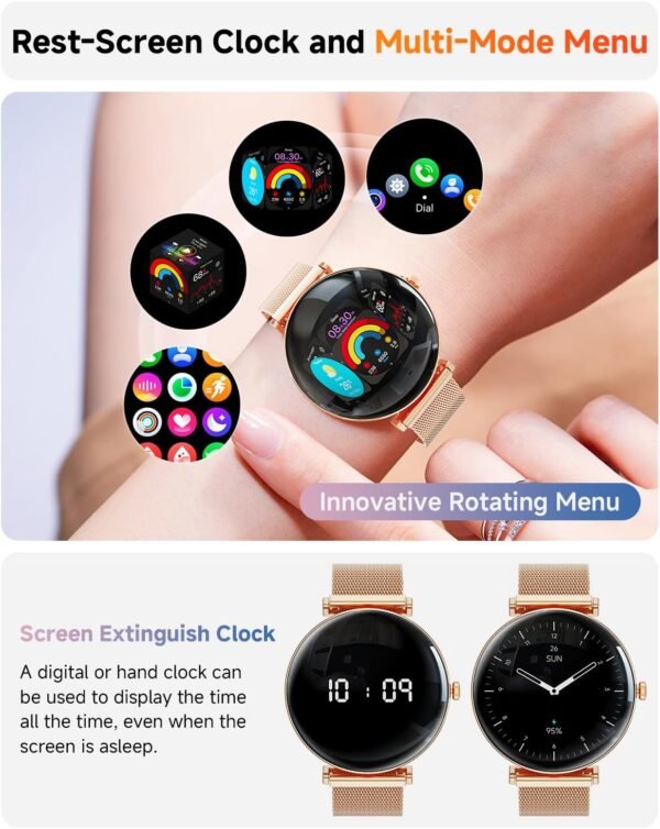 Hwagol Smart Watch[Call/2 Bands/Metal Slim]Android Samsung iPhone Compatible,1.43" Micro-Spherical AMOLED Smart Watches for Women,IP68 Waterproof Fitness Tracker Sleep/Heart Rate Monitor,Women's Gifts