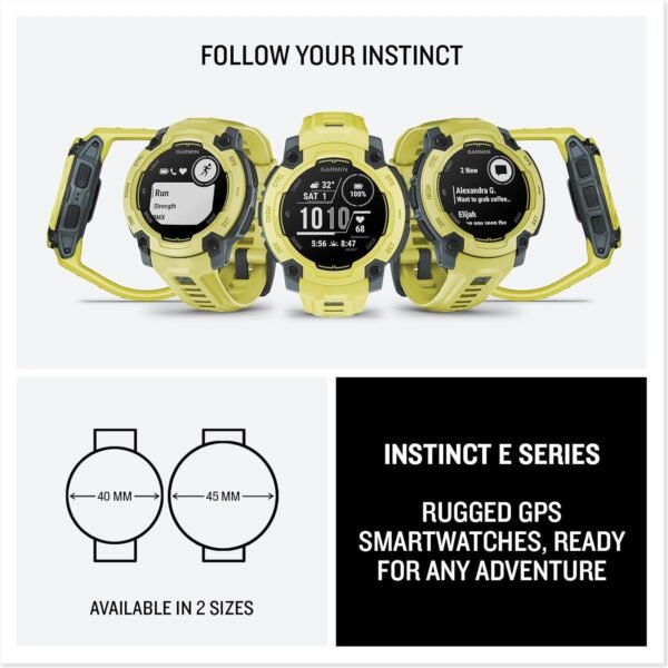 Garmin Instinct E 45mm, Outdoor GPS Smartwatch, 24/7 Health Monitoring, Up to 16 Days of Battery Life, Electric Lime (010-02933-01) Health, Fitness and Tactical Smart Watch Bundle for Men and Women