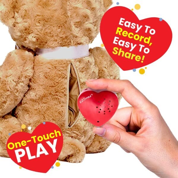 EZSound Build a Bear Voice Recorder | 30 Seconds Stuffed Animal Voice Recorder | Recordable Insert to Create Baby Heartbeat Bear | Sound Box for Voice Gifts | Custom Voice Recorder for Children (Red)