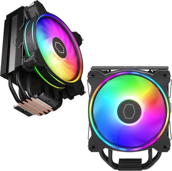 Cooler Master Hyper 212 Halo Black CPU Air Cooler, 120 Halo² PWM Fan, Dual Loop ARGB, Aluminum Top Cover, 4 Copper Heat Pipes, 154mm Tall, AMD Ryzen AM5|AM4, Intel LGA 1851|1700|1200 Brackets