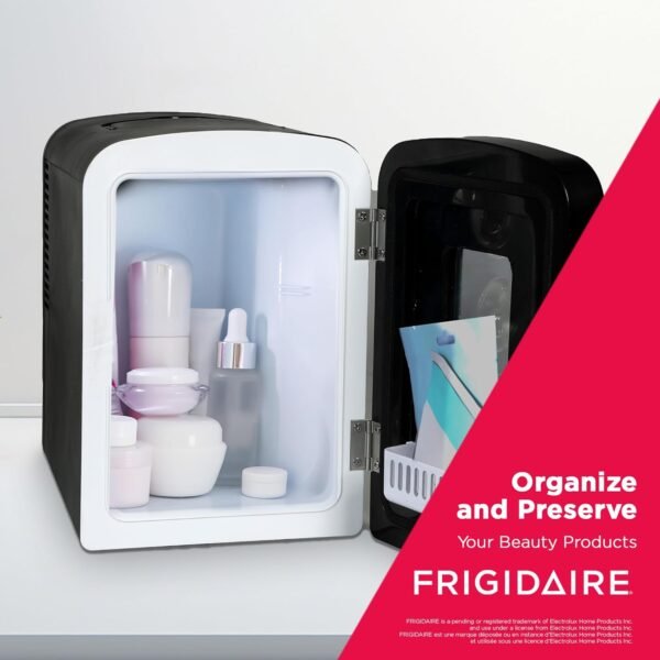 Frigidaire Portable 9-Can Mini Cooler Fridge, 5L, Brushed Stainless Rugged, Window, EFMIS189-SS, Clear Door, Glass