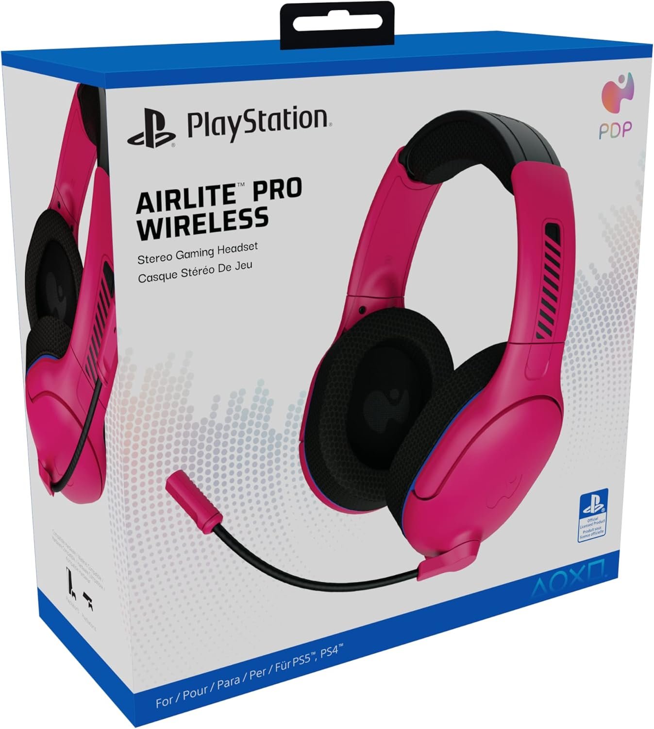 PDP AIRLITE Pro Wireless Stereo Gaming Headset, Officially Licensed by Sony PlayStation 5, PS5/PS4/PS3/PC, Lightweight Durable 40 Foot Connection, Noise-canceling Flip-to-Mute Mic, Cosmic Red