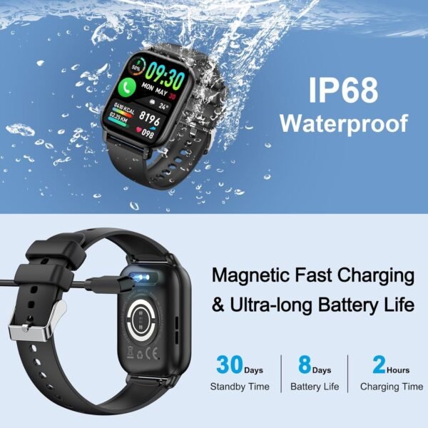 Smart Watch for Men Women with Bluetooth Call/Message Reminder, Fitness Watch 1.85" Touch Screen, Watch Heart Rate/Sleep/Spo2/Calories/Steps Monitor, 112+ Sport Mode, Activity Tracker for Android/iOS