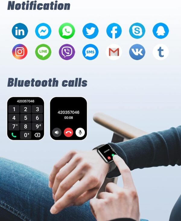 GRV Smart Watch for iOS and Android Phones (Answer/Make Calls), Watches for Men Women IP68 Waterproof Smartwatch Fitness Tracker Watch with Heart Rate/Sleep Monitor Steps Calories Counter (Black)