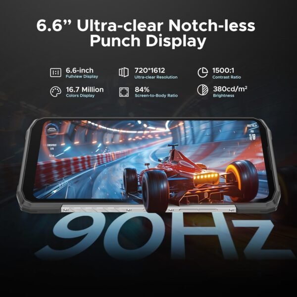 DOOGEE Blade10 Power Rugged Smartphone, 24GB+256GB/2TB Storage,10300mAh Battery, 6.6'' HD+ 90Hz Rugged Phone, 50MP Camera, Android 14 Waterproof Unlocked Cell Phone,NFC/Wi-Fi 6E/IP69K/Dual Unlocked