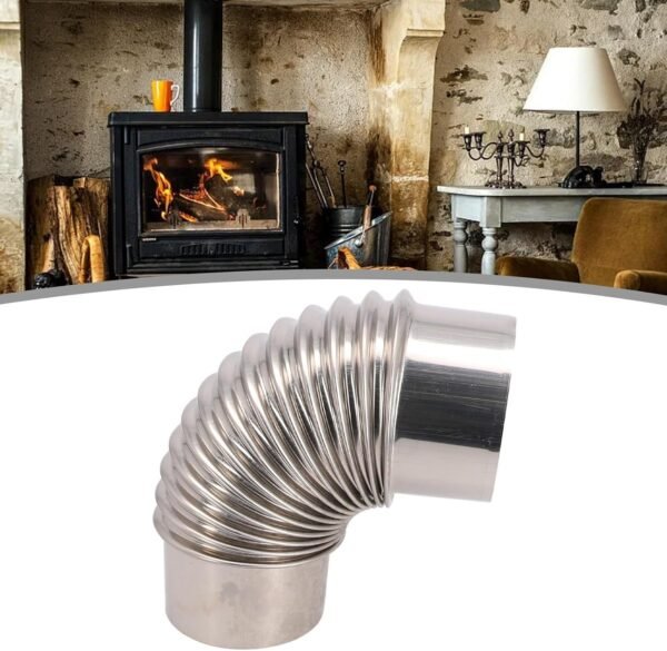 2-Pack 90 Degree Stove Pipe, Elbow Chimney Stainless Steel Flue Exhaust Pipe for Outdoor Wood Stove, Camping Stove, and Heater, Heavy Duty Extension Tube for Flue System(3.54 Inch)