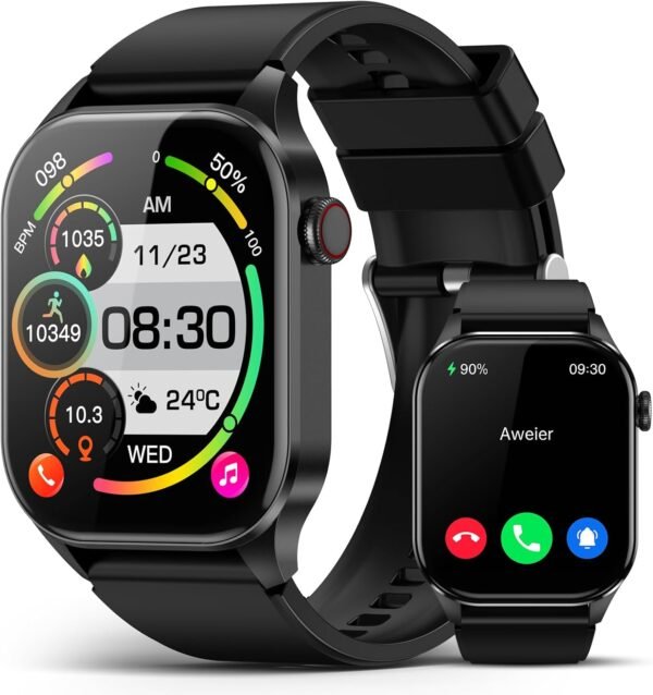 Smart Watch, Infrared True Blood Oxygen Monitor, 2.04-inch AMOLED Display, Heart Rate Sleep Blood Pressure, 136+ Sports Modes, IP68 Waterproof Fitness Tracker, Compatible with Android and iOS