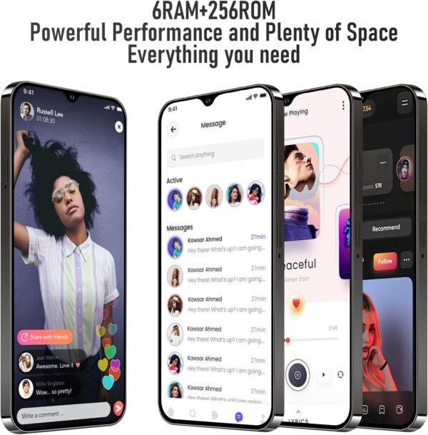 Unlocked Android Phone A14 pro max Smartphone 6GB+256GB Cell Phone 24MP+50MP Camera Pixels 5000mAh Battery for Extended Standby 6.8-inch HD Screen Mobile Phone 5G Dual SIM (Black)