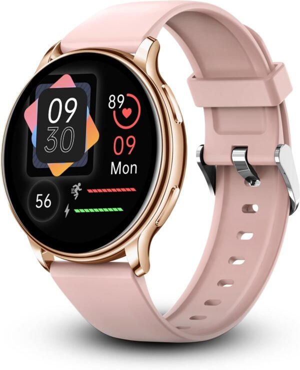 Juliet Smartwatch for iPhone & Android, Style Smart Watch (Answer/Make Call), Wellness Tracker with 1.32" AMOLED Screen, 10 Days Battery (2xScreen Protector and 1x Extra Band Included)